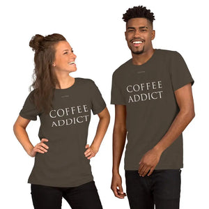 COFFEE ADDICT Boyfriend Fit Unisex T-Shirt Short-Sleeve Tee - COFFEE RELIGION