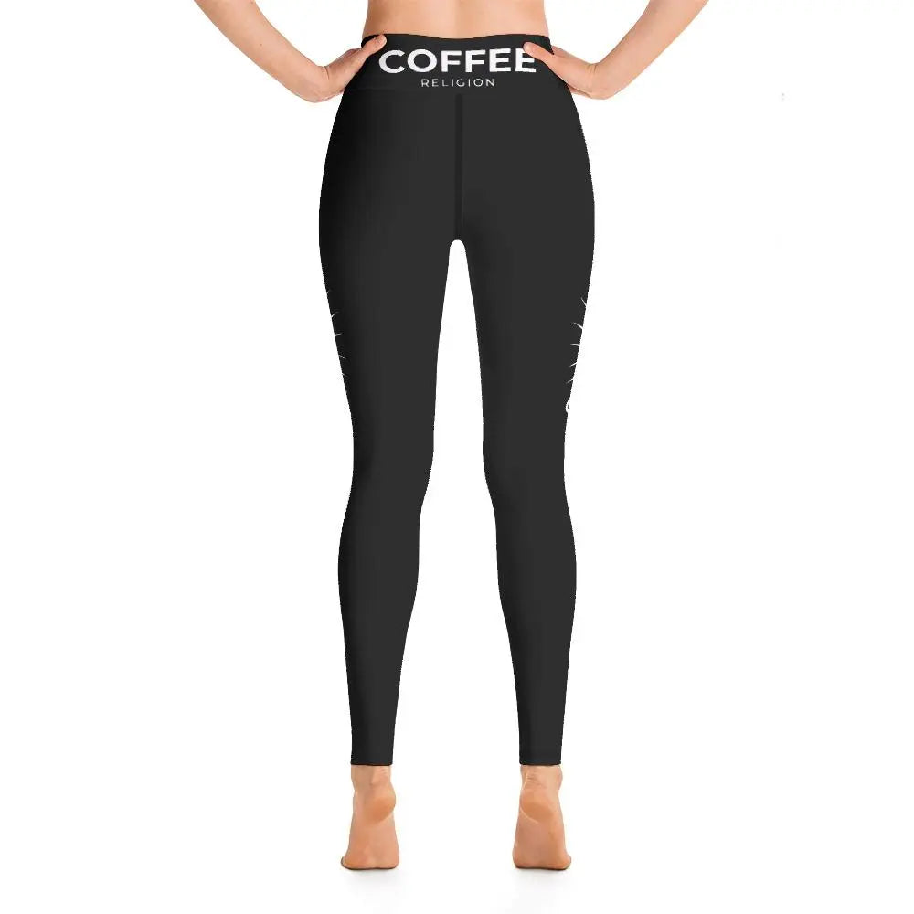 BLACK COFFEE RELIGION Tattoo Yoga wear Woman's Leggings in black COFFEE RELIGION