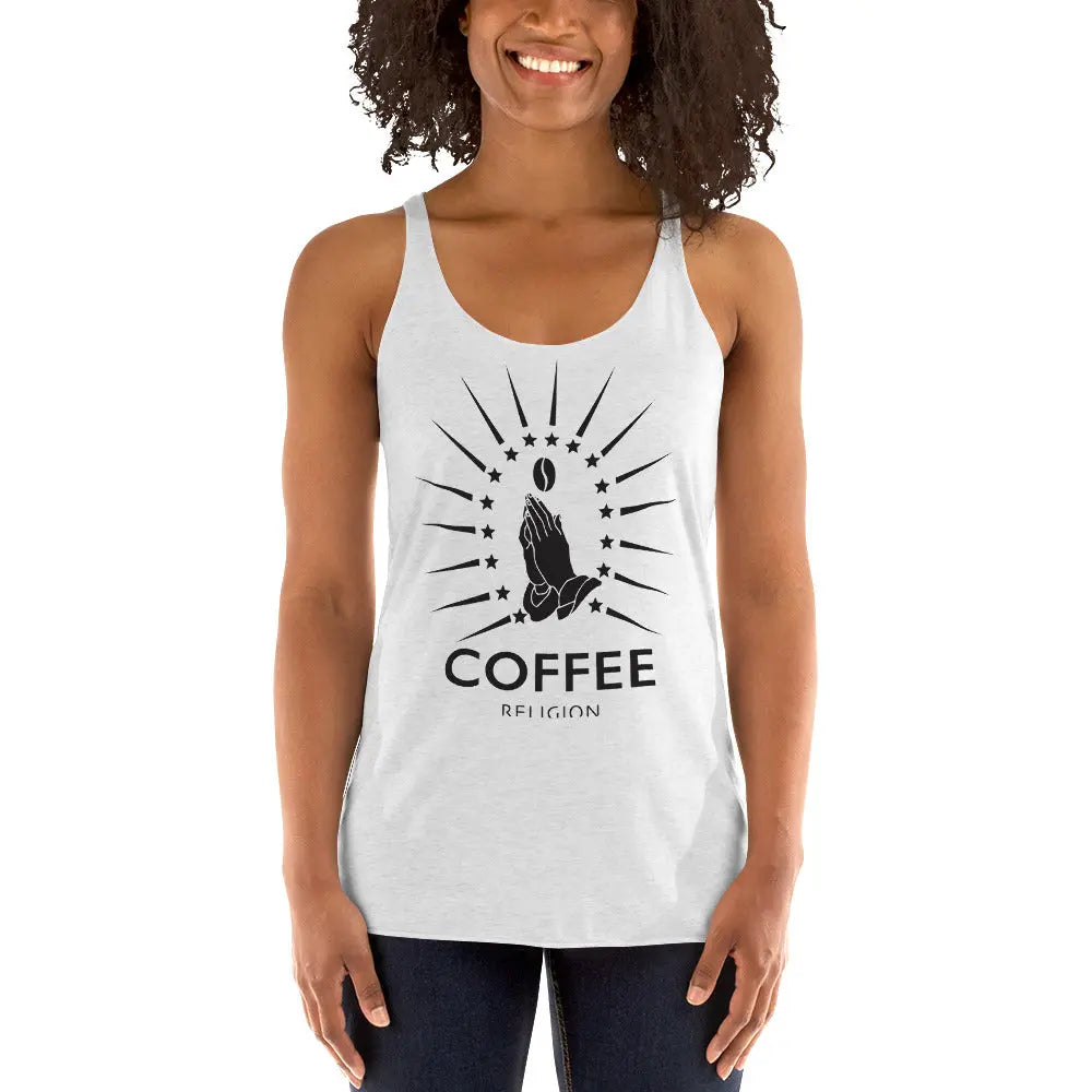 COFFEE RELIGION Racerback Yoga Tank Tee T-Shirt COFFEE RELIGION