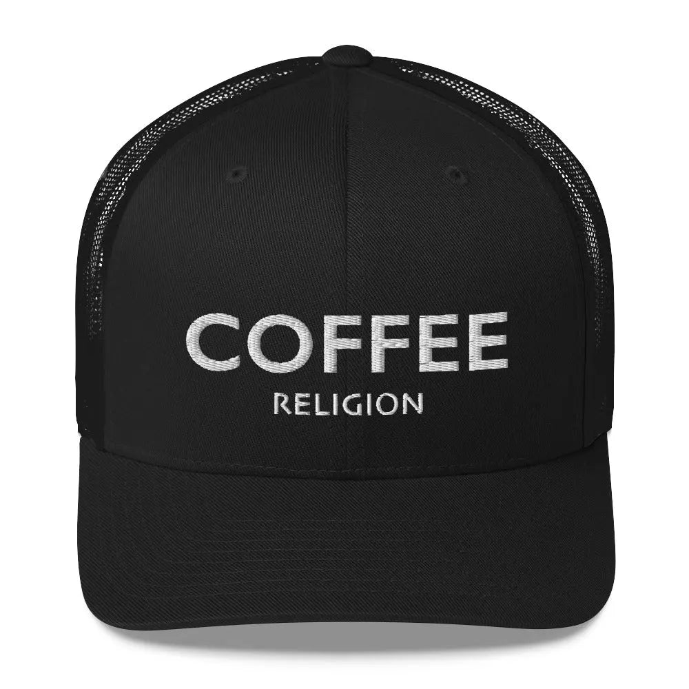 COFFEE RELIGION Trucker Hat Cap in black COFFEE RELIGION