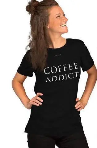 COFFEE ADDICT Boyfriend Fit Unisex T-Shirt Short-Sleeve Tee - COFFEE RELIGION