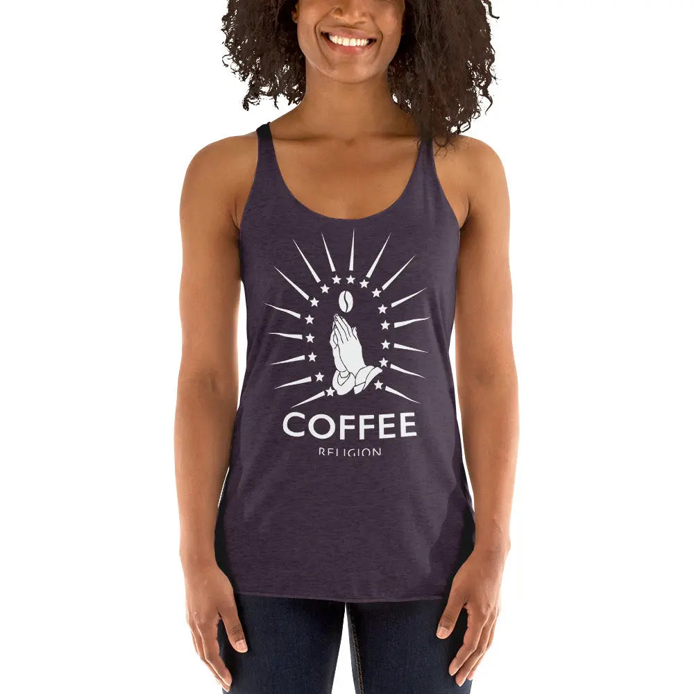 COFFEE RELIGION Racerback yoga Tank Tee T-Shirt COFFEE RELIGION