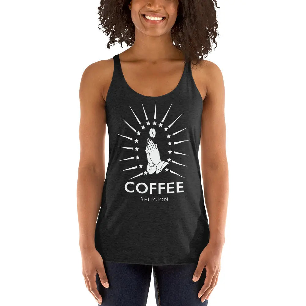 COFFEE RELIGION Racerback yoga Tank Tee T-Shirt COFFEE RELIGION