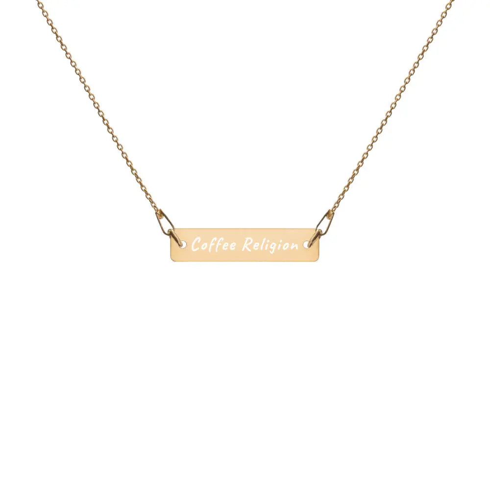 24KT GOLD plated Coffee Religion Bar Necklace COFFEE RELIGION