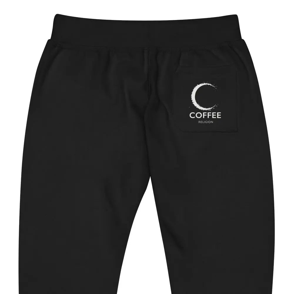 Minimalist Men's Woman's fleece sweatpants by Coffee Religion in black COFFEE RELIGION