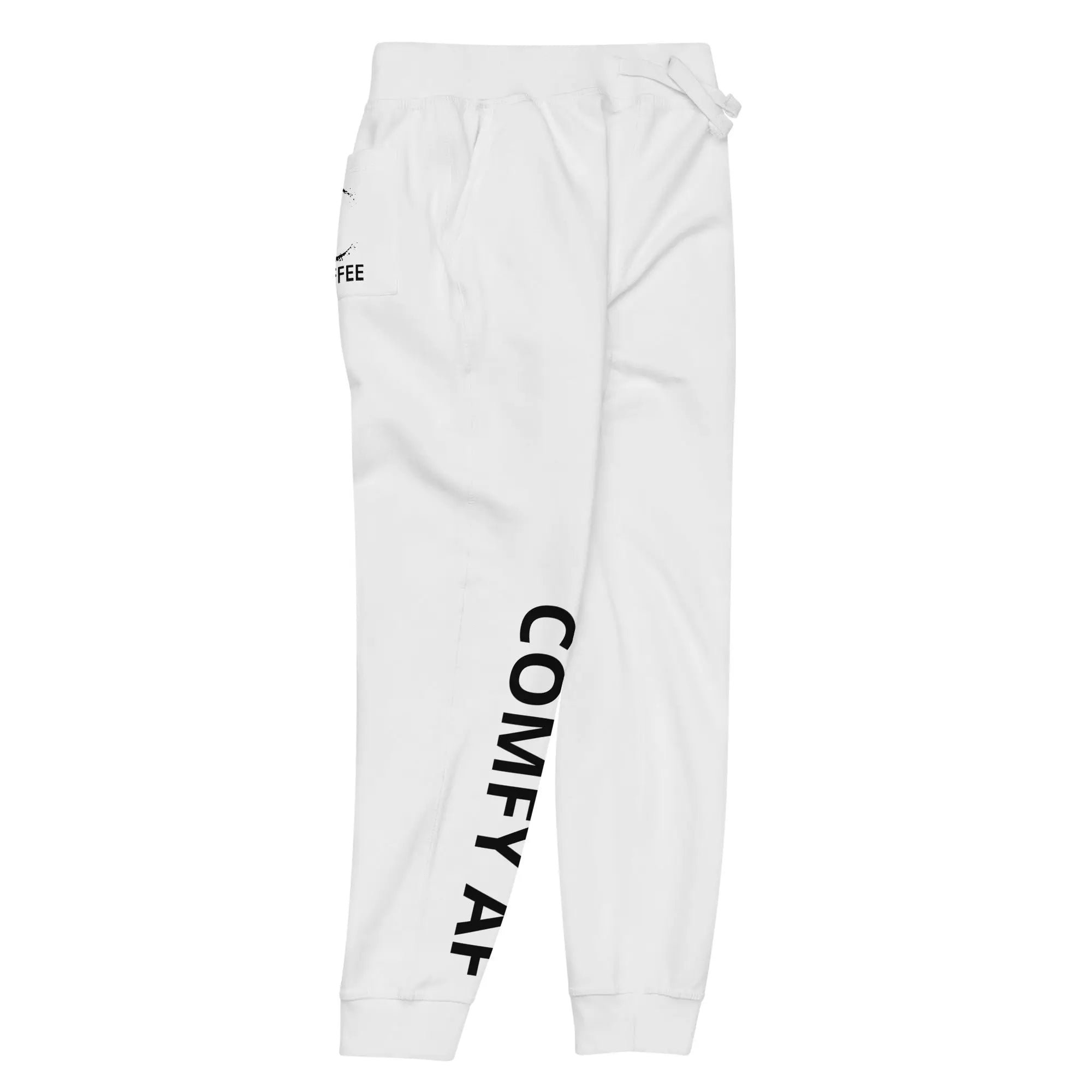 White Comfy AF Coffee Religion men's woman's fleece sweatpants COFFEE RELIGION