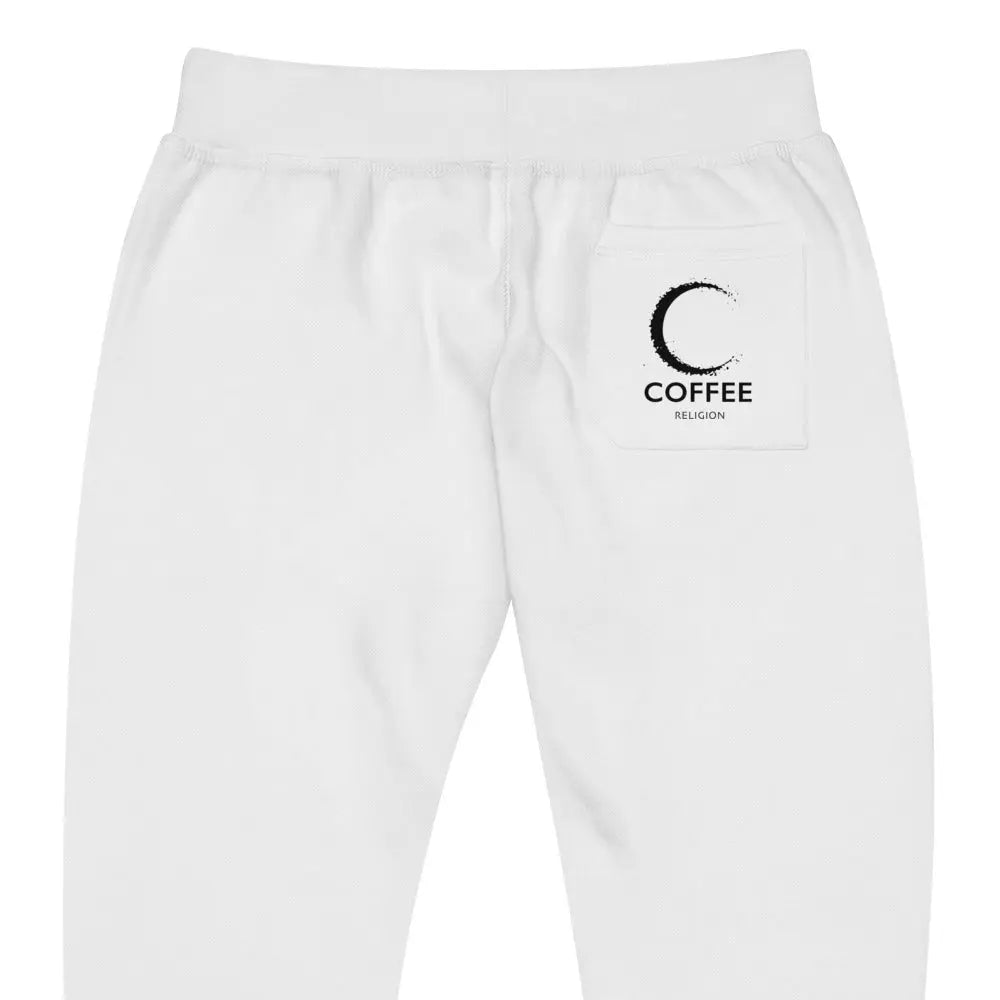 White Comfy AF Coffee Religion men's woman's fleece sweatpants COFFEE RELIGION