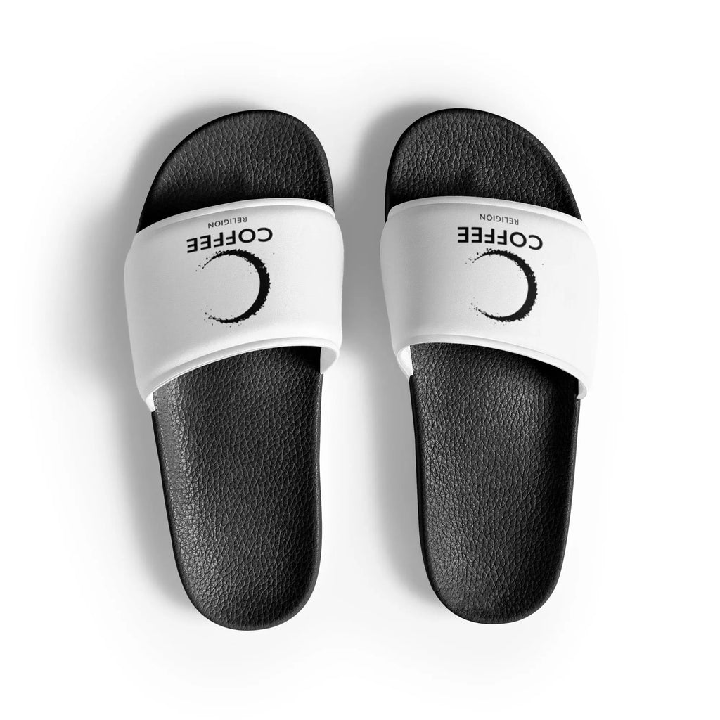 COFFEE RELIGION Black & White Women's slides COFFEE RELIGION