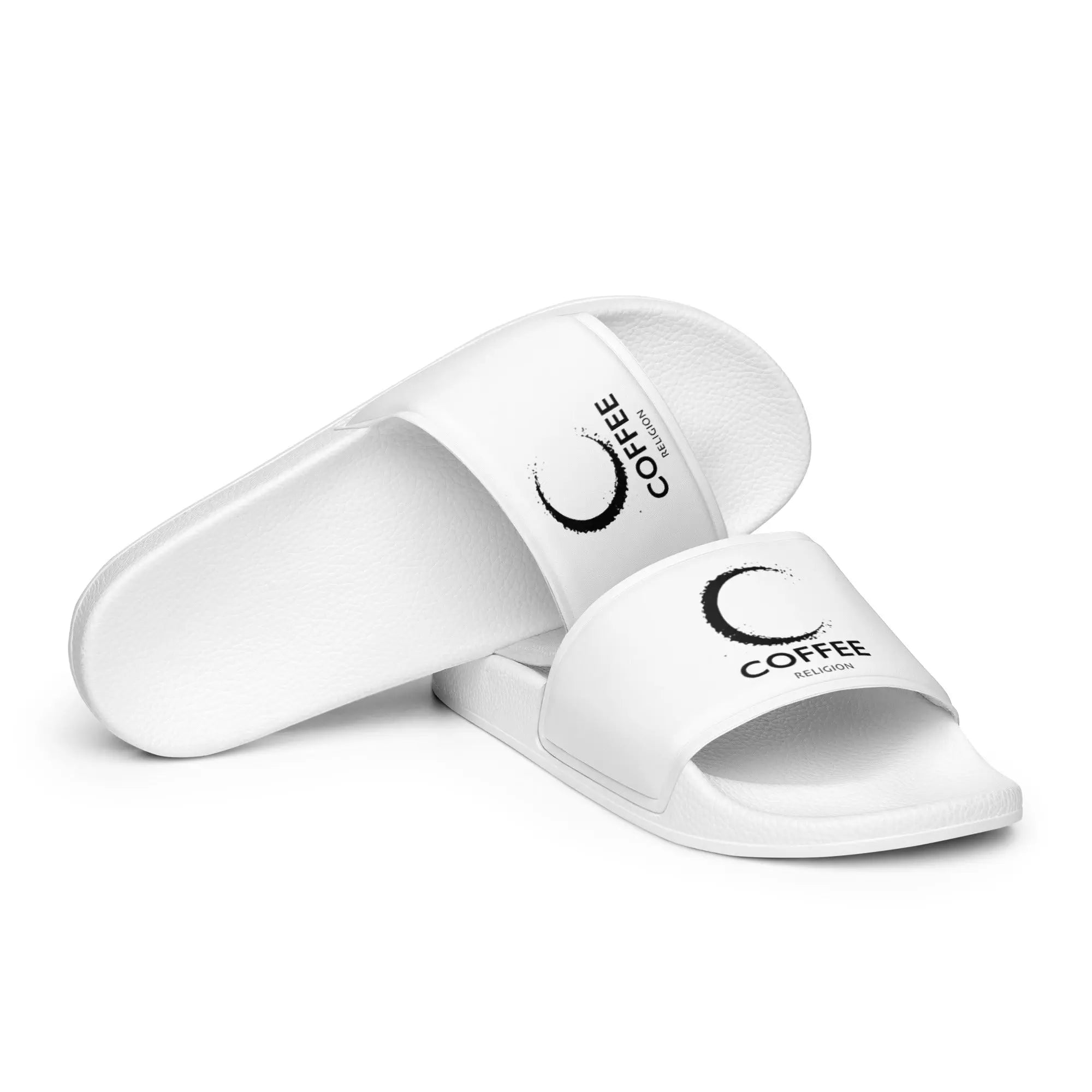 COFFEE RELIGION White Women's slides COFFEE RELIGION