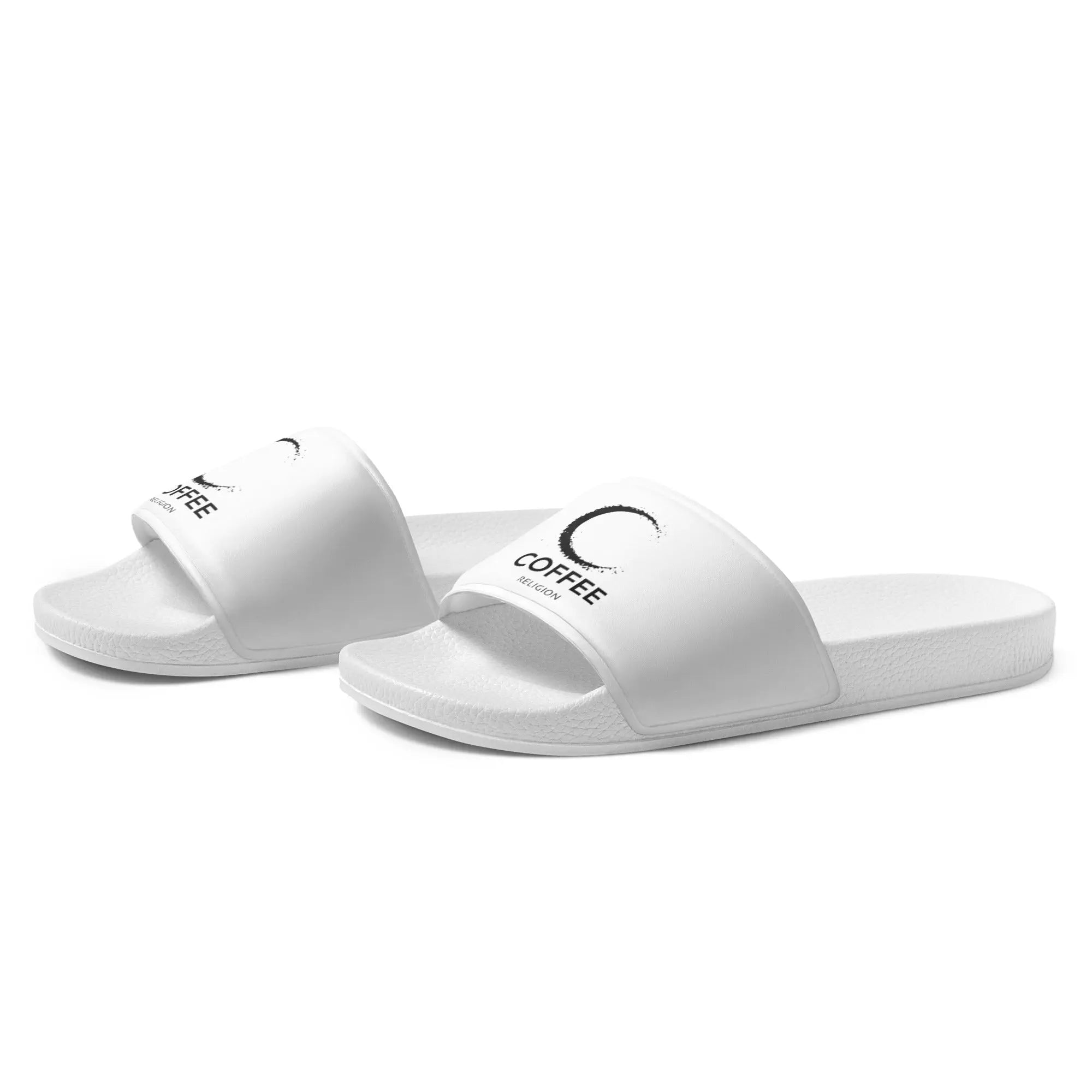 COFFEE RELIGION White Women's slides COFFEE RELIGION