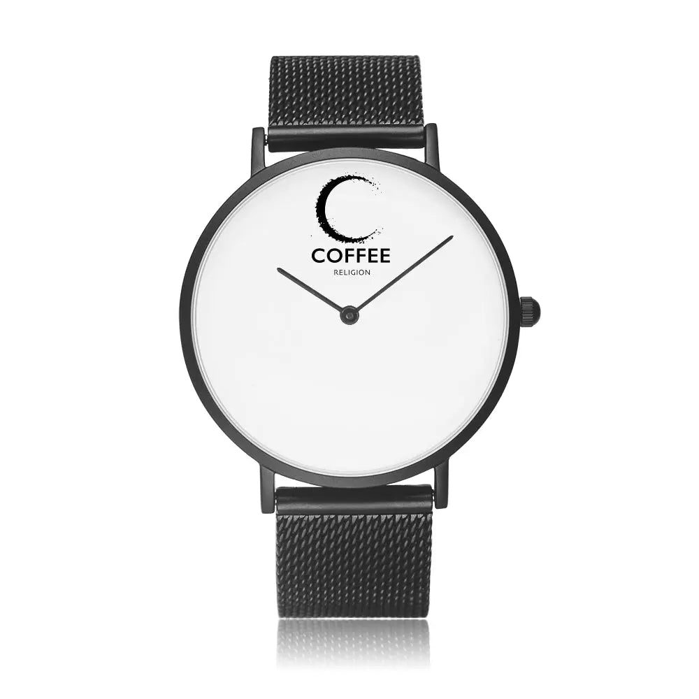 COFFEE RELIGION COFFEE TIME New York Black Steel Minimalist Watch JetPrint Fulfillment